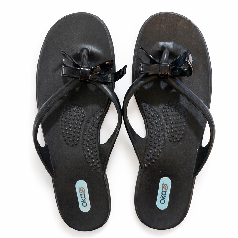 Oka-B Sandals Black size M bows rubber waterproof